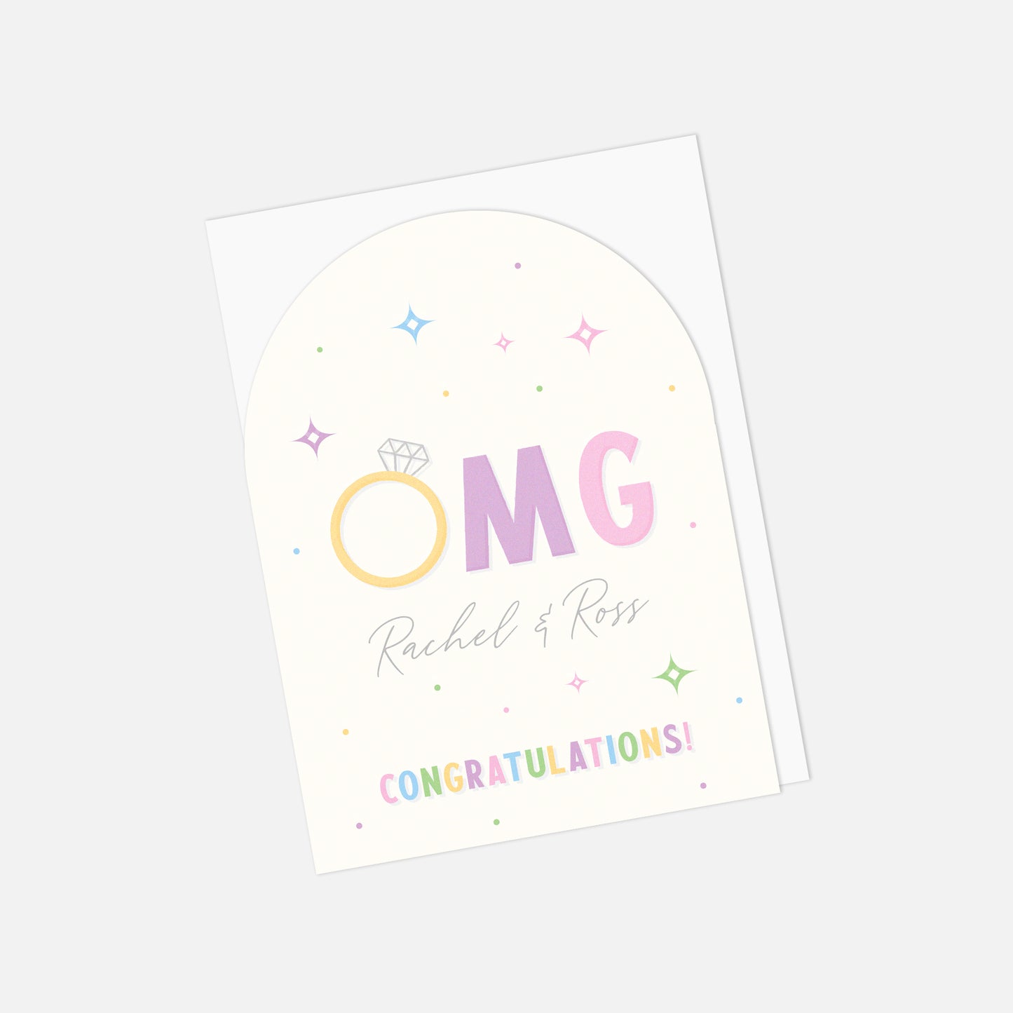 🎉 Personalised OMG Engagement Greeting Card – Custom Names