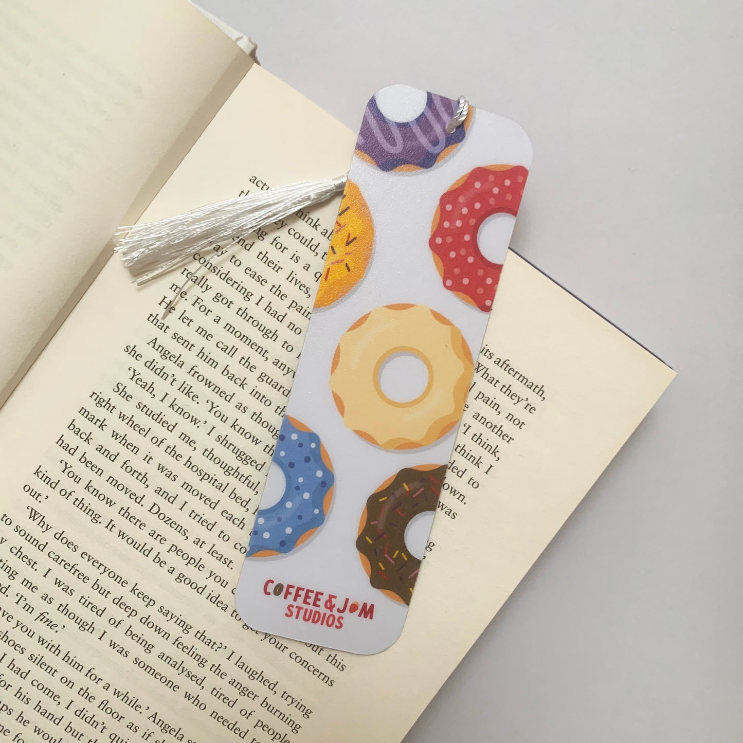 🍩 "Donut Stop Reading!" Recycled Bookmark with Tassel – Matte Finish
