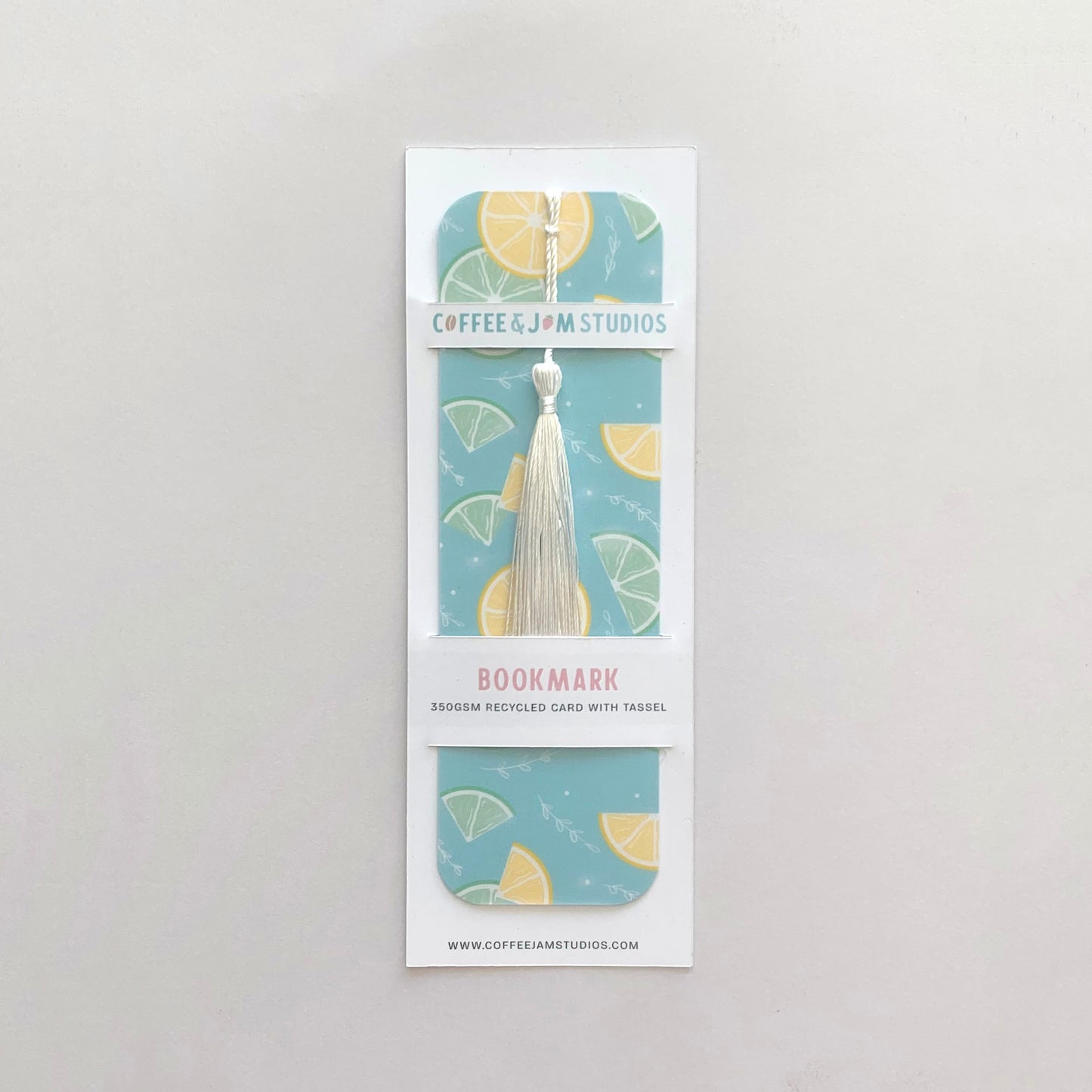 🍋 Lemon & Lime Slices Recycled Bookmark with Tassel – Matte Finish