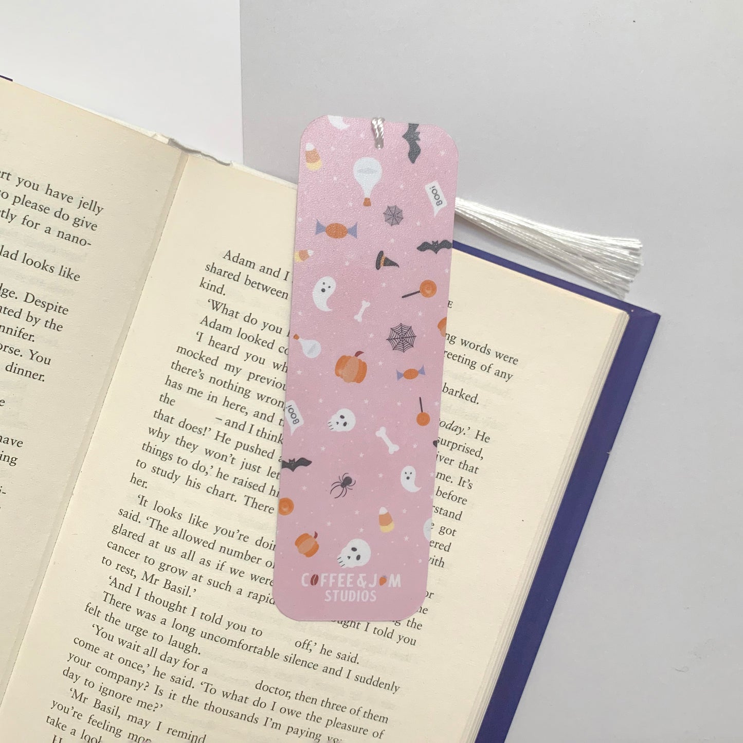 🕷 Pink Halloween Items Recycled Bookmark with Tassel – Matte Finish
