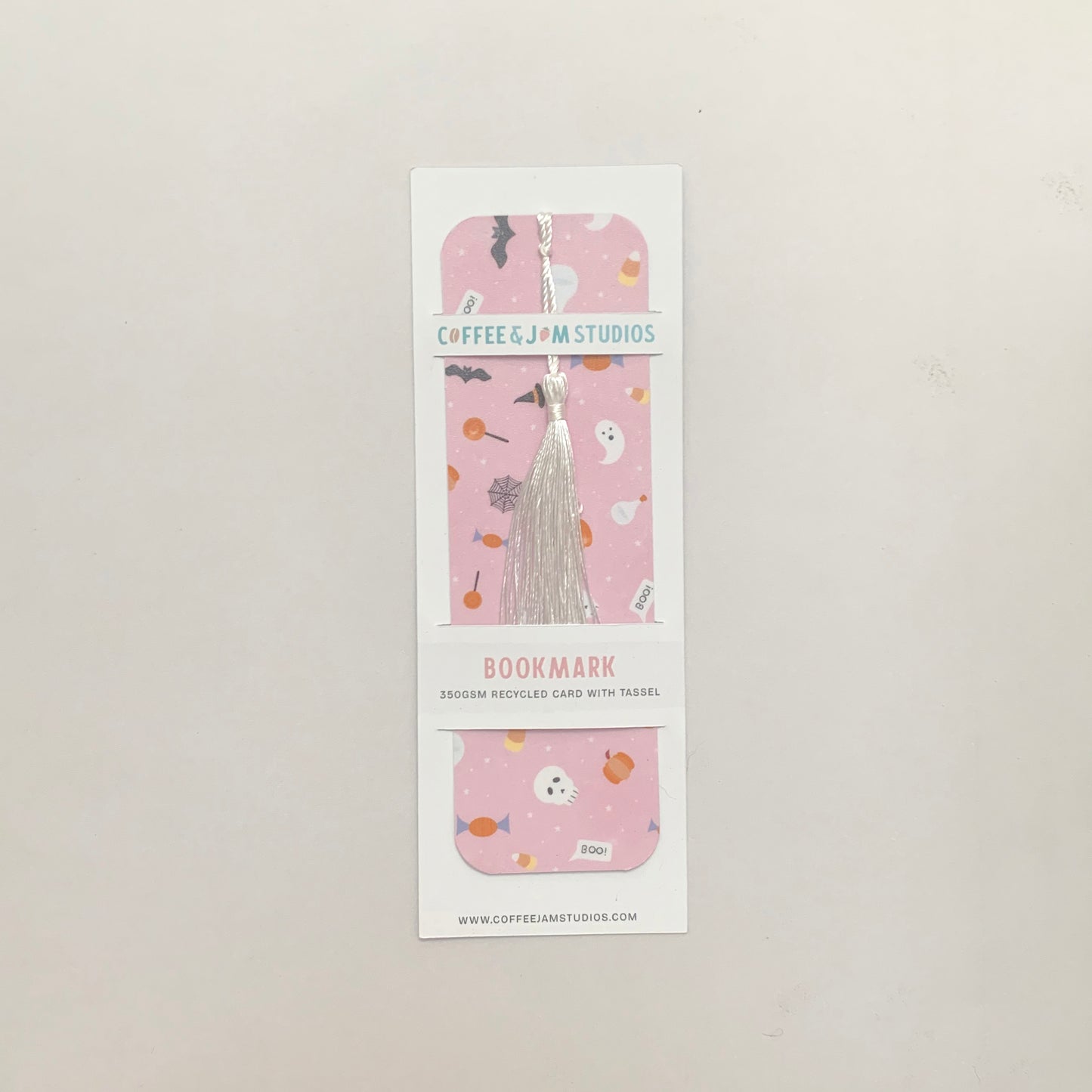 🕷 Pink Halloween Items Recycled Bookmark with Tassel – Matte Finish