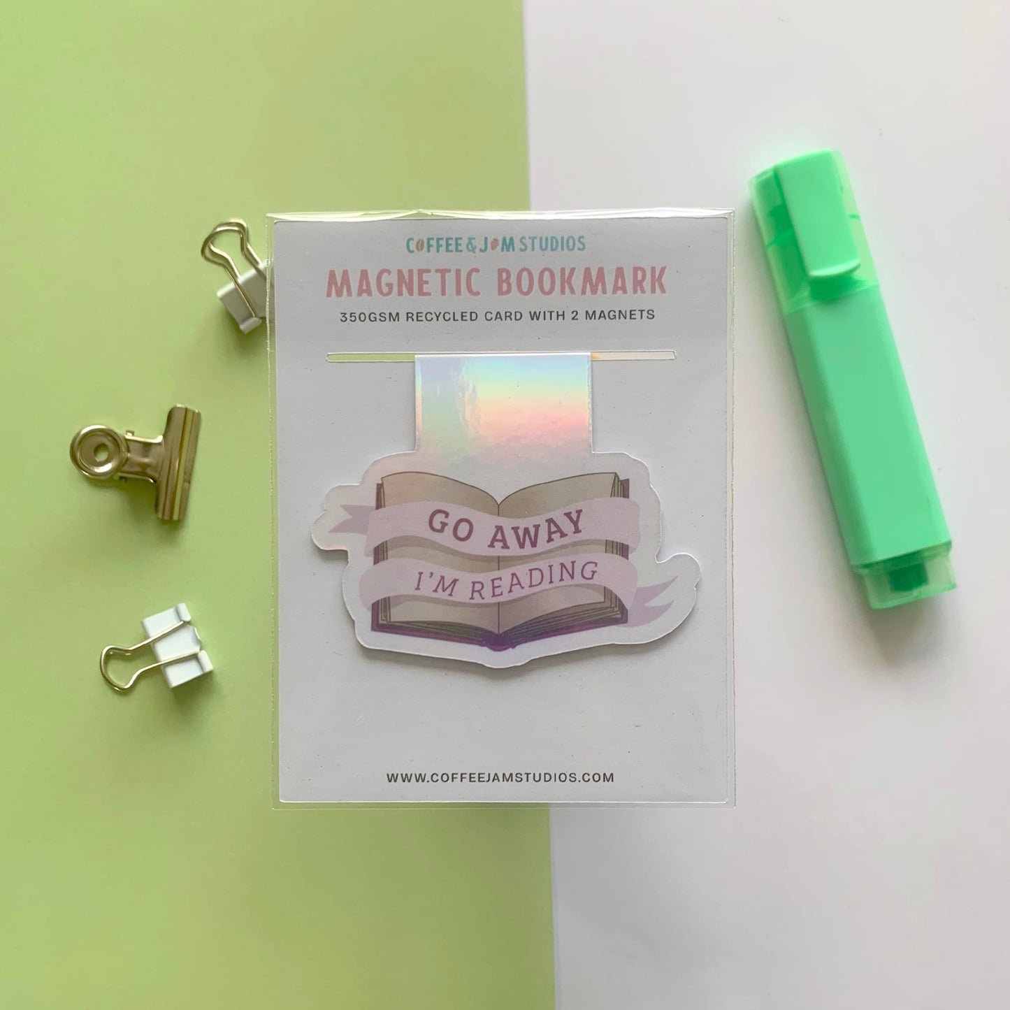 📚 Go Away, I’m Reading – Recycled Magnetic Bookmark