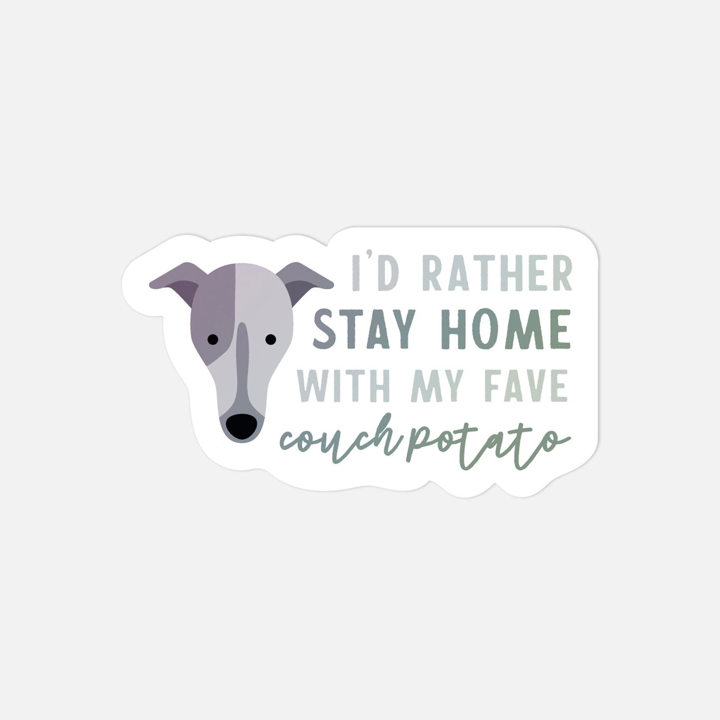 Sticker with a dog illustration and text on a white background
