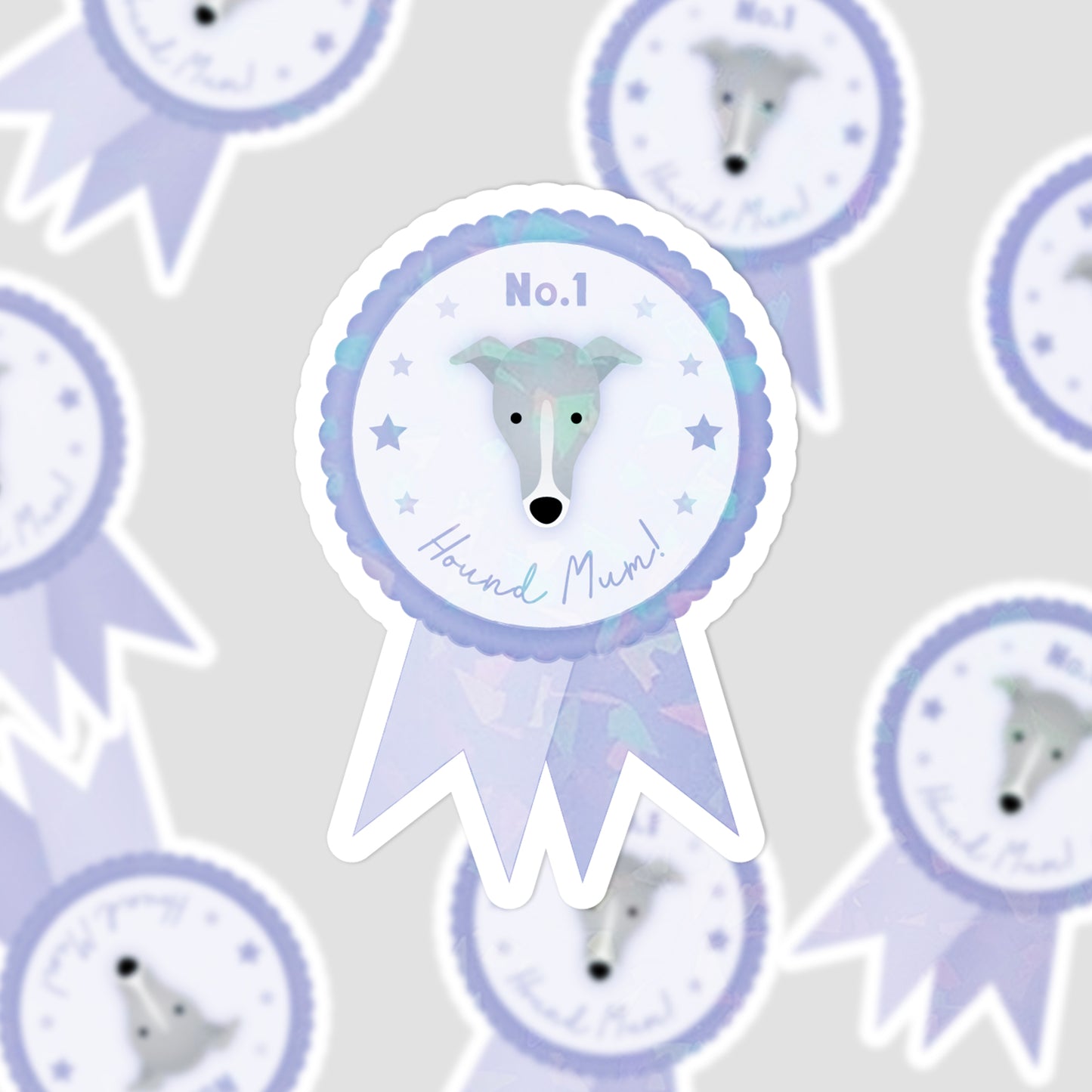 Seconds No.1 Hound Mum! Rosette – Greyhound / Whippet Dog Mum Gift Die Cut Sticker