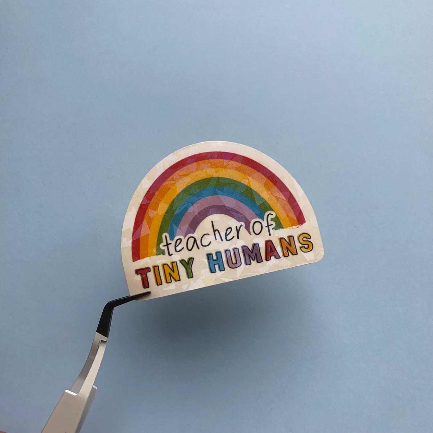 Seconds Teacher of Tiny Humans – Rainbow Die Cut Sticker