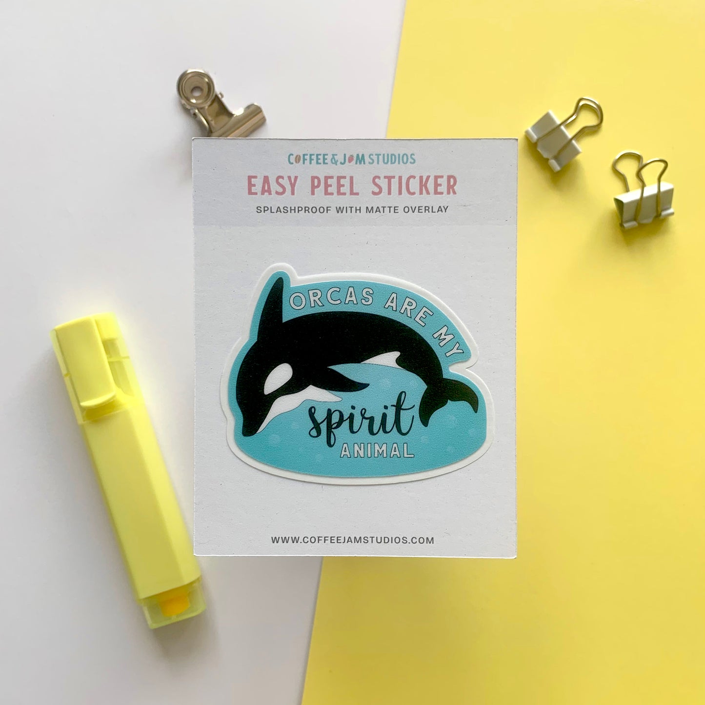 🐳 Orcas Are My Spirit Animal – Easy Peel Sticker with Matte Overlay
