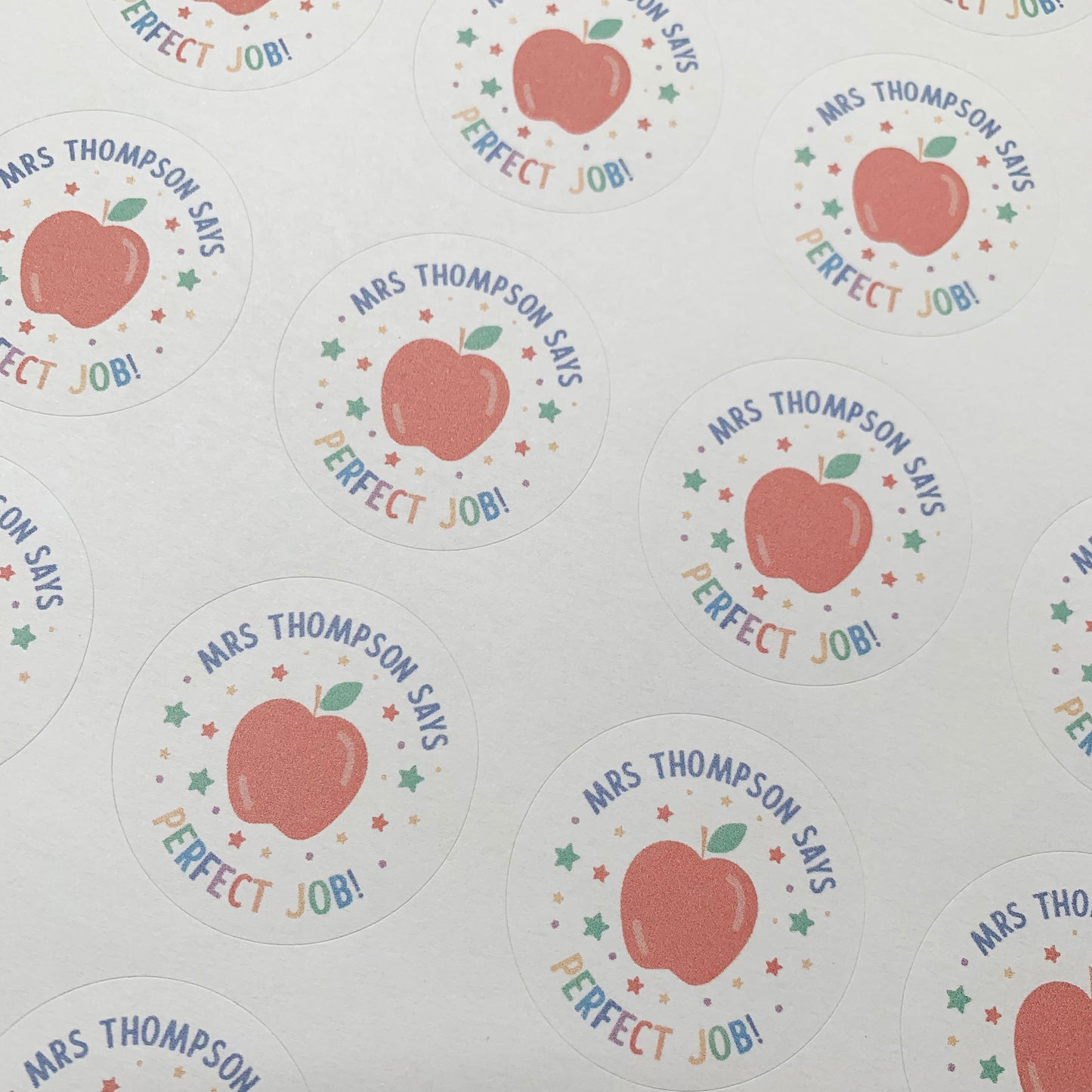 ✏️ Personalised Teacher Stickers – A4 Sticker Sheet of 24 Custom Name Stickers