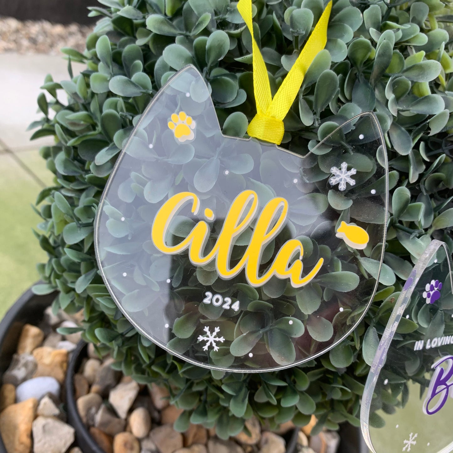 🐾 Personalised Cat Face Christmas Ornament – Acrylic Bauble | Memorial Keepsake | 1st Christmas | 6 Colour Options