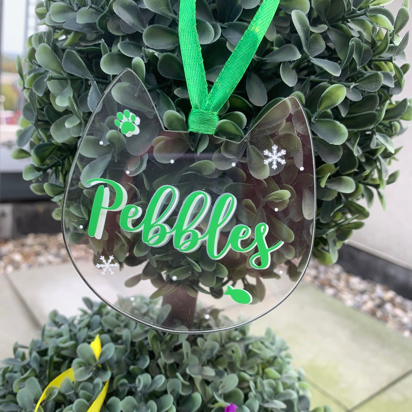 🐾 Personalised Cat Face Christmas Ornament – Acrylic Bauble | Memorial Keepsake | 1st Christmas | 6 Colour Options