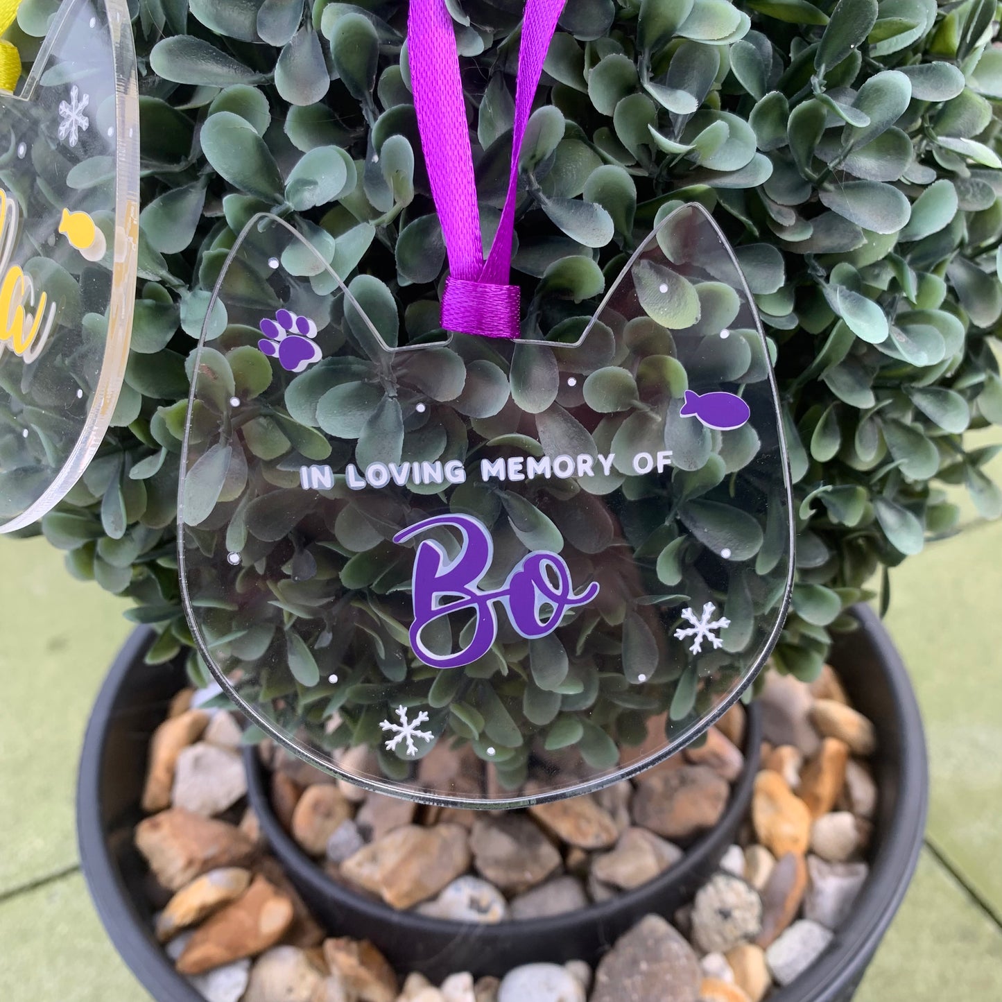 🐾 Personalised Cat Face Christmas Ornament – Acrylic Bauble | Memorial Keepsake | 1st Christmas | 6 Colour Options