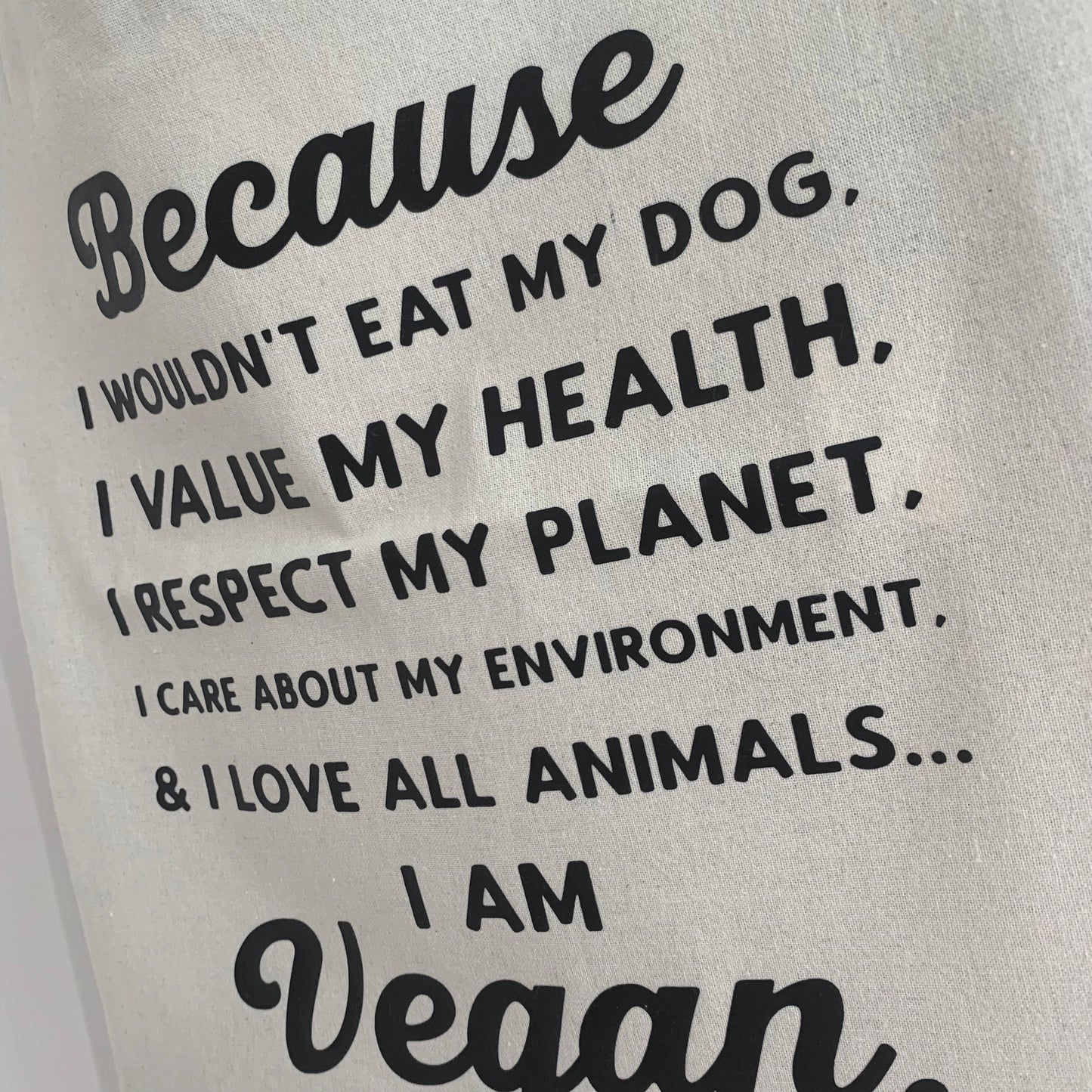 š¶ āBecause I Wouldnāt Eat My Dog⦠I Am Veganā Tote Bag