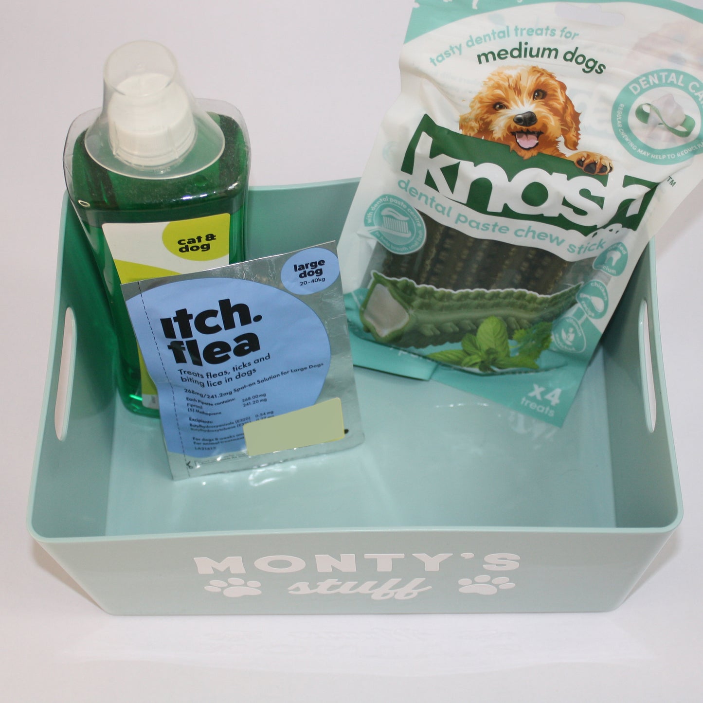 🧸 Personalised Dog Stuff / Toys / Supplies Plastic Container Box Basket | Great for Shampoo, Bits & Bobs, Tablets | Gift for Dog Mum / Dog Dad