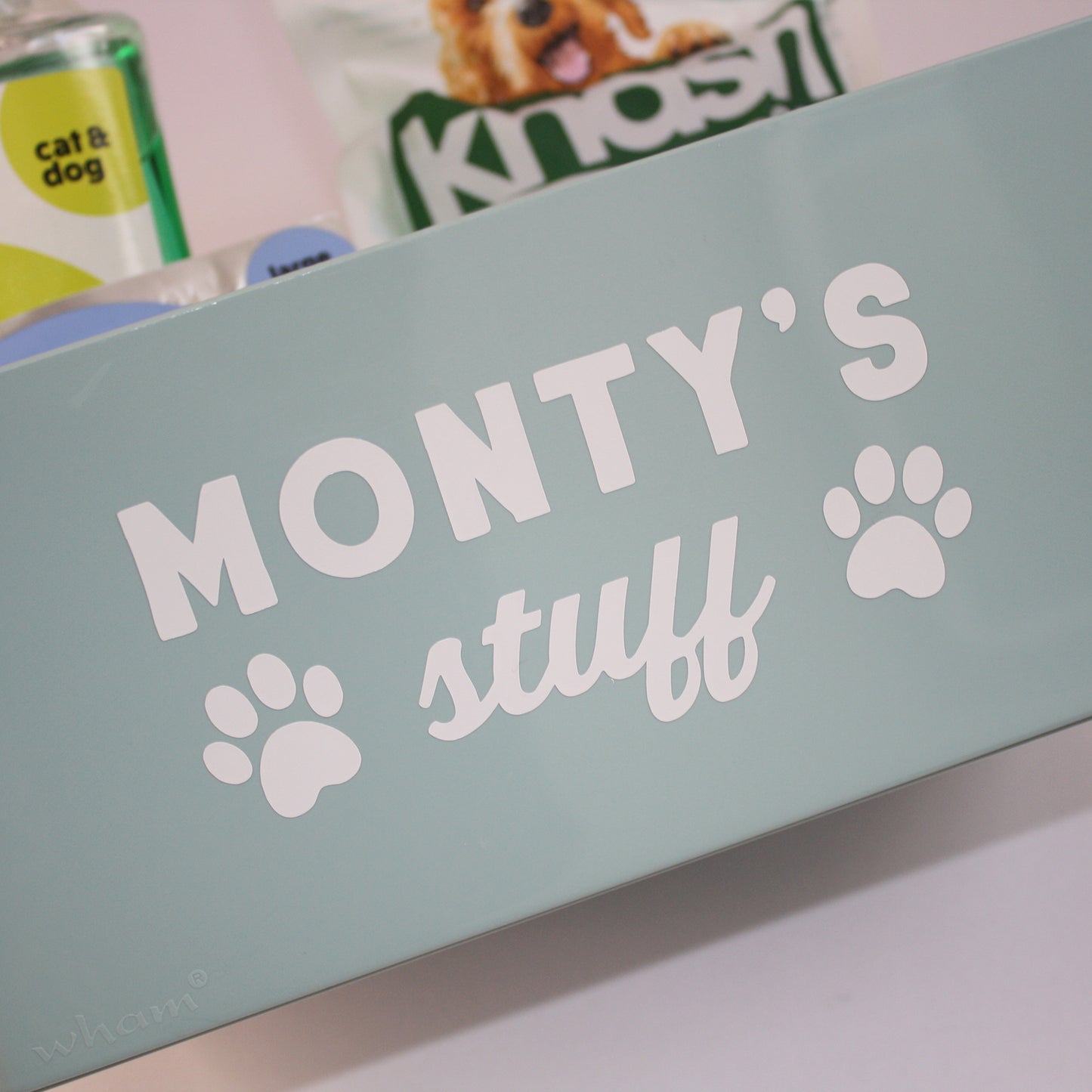 🧸 Personalised Dog Stuff / Toys / Supplies Plastic Container Box Basket | Great for Shampoo, Bits & Bobs, Tablets | Gift for Dog Mum / Dog Dad