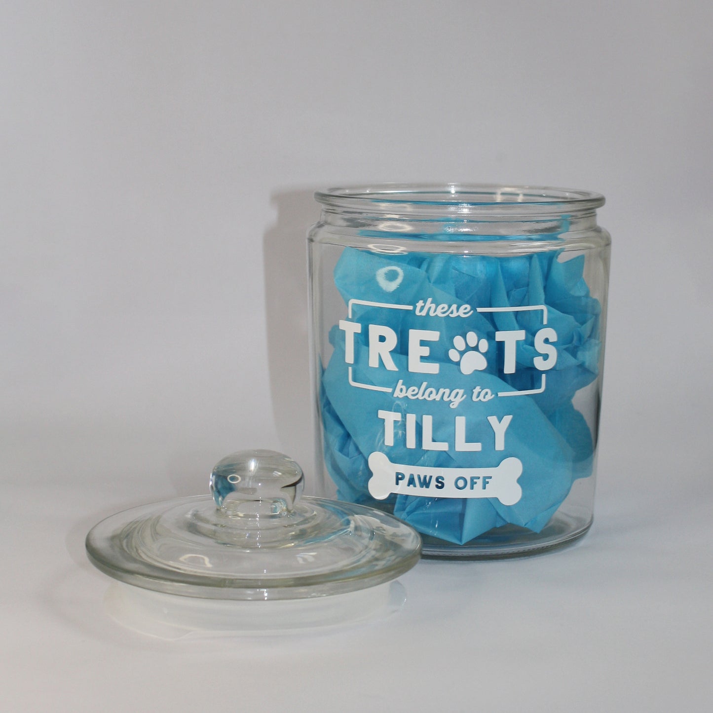 🍖 Personalised Dog or Cat Treat Food Glass Storage Jar with Airtight Lid | Great Gift for Dog Parent | 'These Treats Belong to' Jar