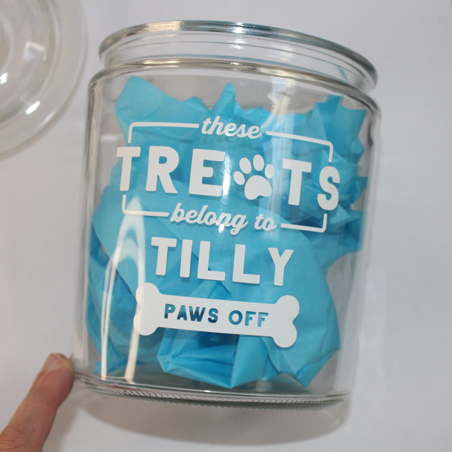 🍖 Personalised Dog or Cat Treat Food Glass Storage Jar with Airtight Lid | Great Gift for Dog Parent | 'These Treats Belong to' Jar