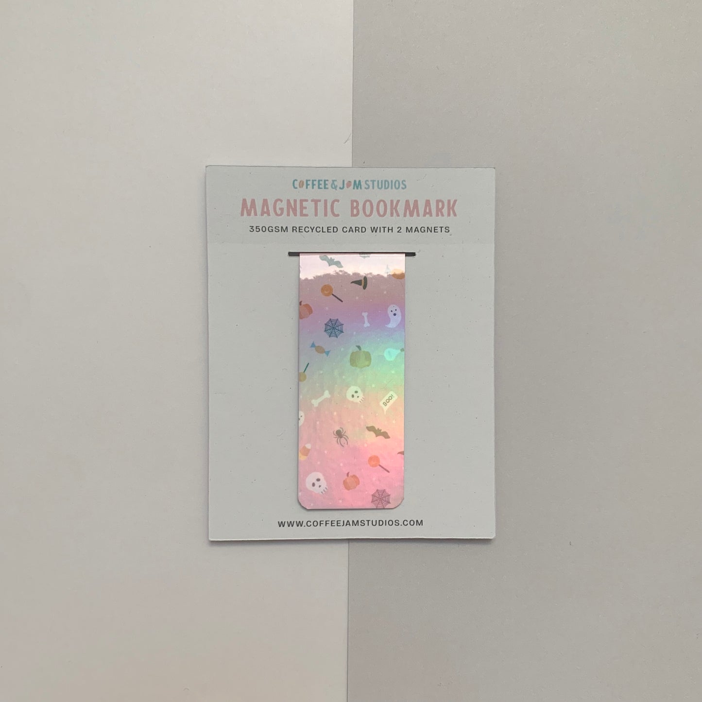 🎃 Pink Halloween - Mini Recycled Magnetic Bookmark