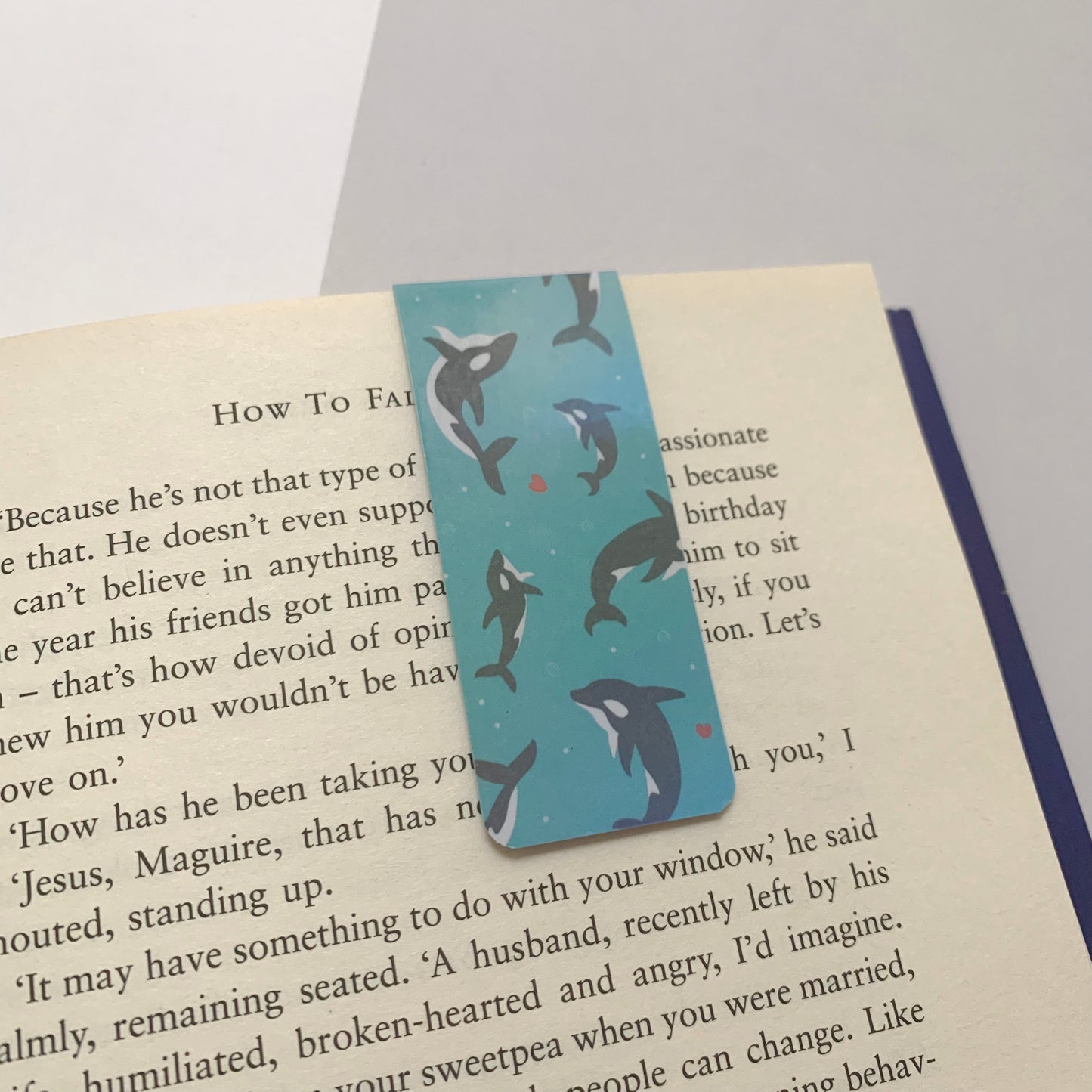 🐋 Swimming with Orcas - Mini Recycled Magnetic Bookmark