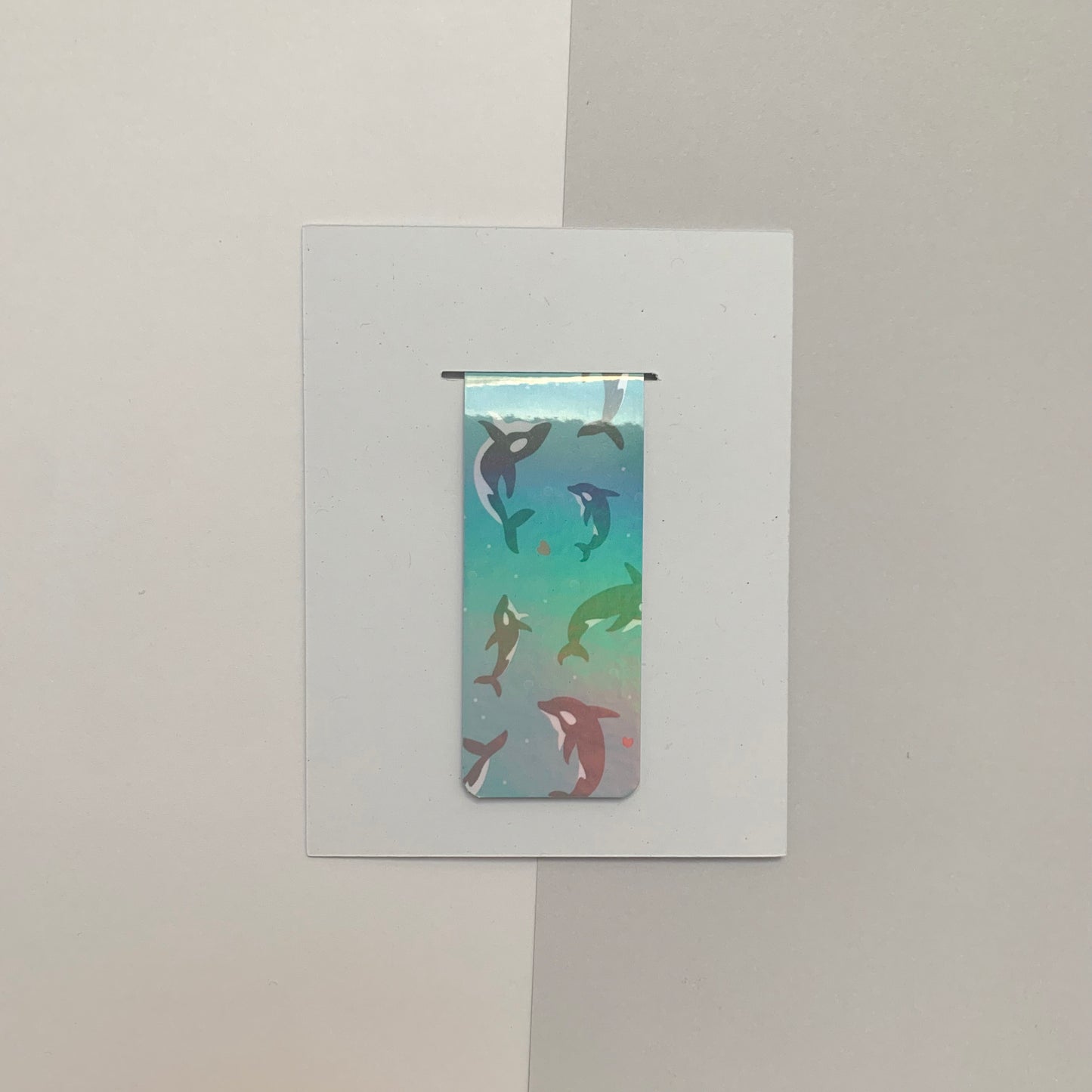 🐋 Swimming with Orcas - Mini Recycled Magnetic Bookmark