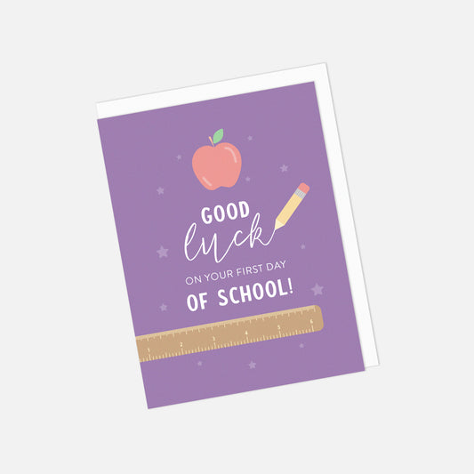 🍎 "Good Luck on Your First Day of School!" Greeting Card