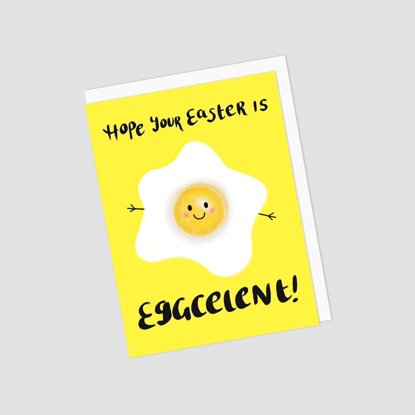 Punny Easter Greeting Card with Happy Fried Egg - Hope Your Easter is Eggcelent!