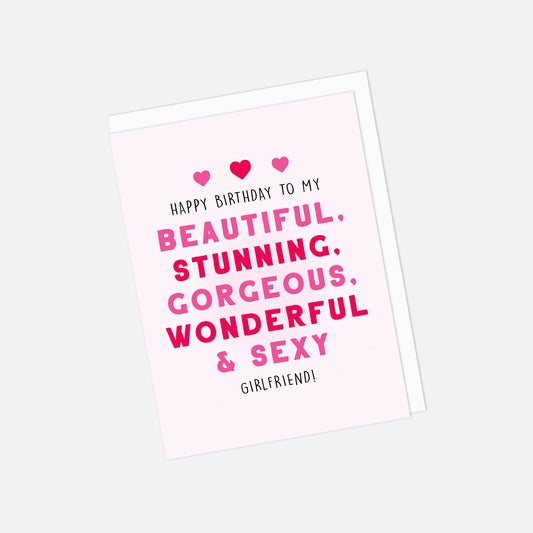 💘 "To My Beautiful, Stunning... Girlfriend" Birthday Greeting Card