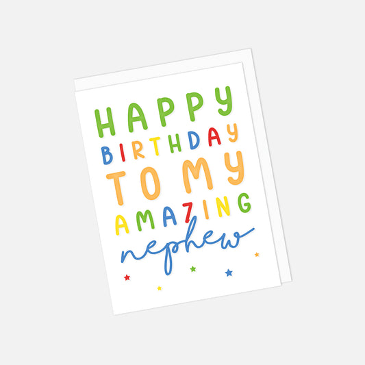 🎉 "To My Amazing Nephew" Birthday Greeting Card