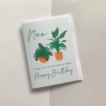 🪴 "Nan, Thank You For Helping Me Grow" Recycled Greeting Card