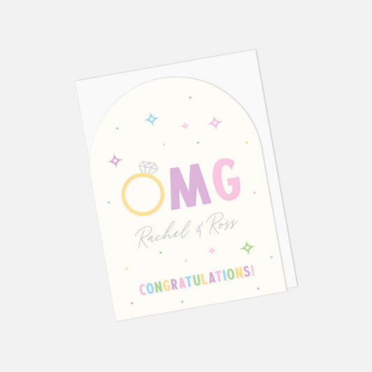 🎉 Personalised OMG Engagement Greeting Card – Custom Names