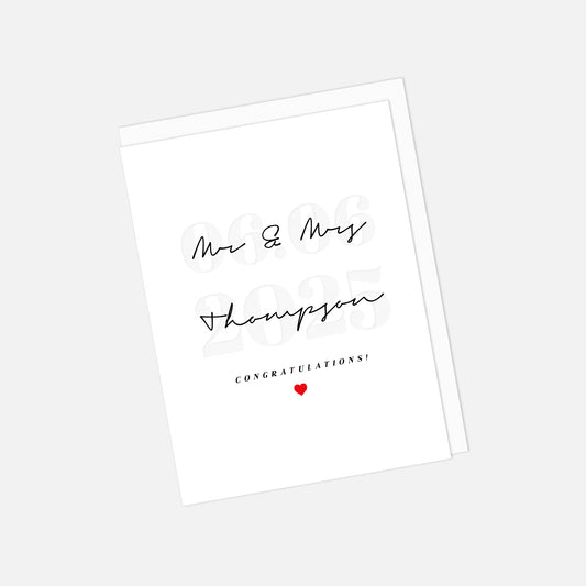 💍 Personalised Wedding Day Greeting Card – Custom Names & Date