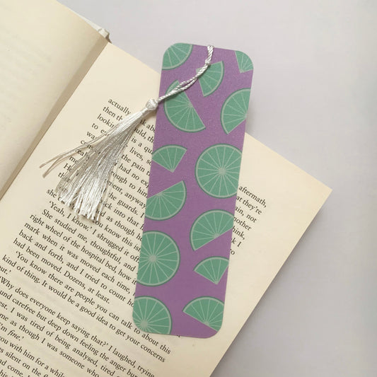 🍋 Lime Slices Recycled Bookmark with Tassel – Matte Finish