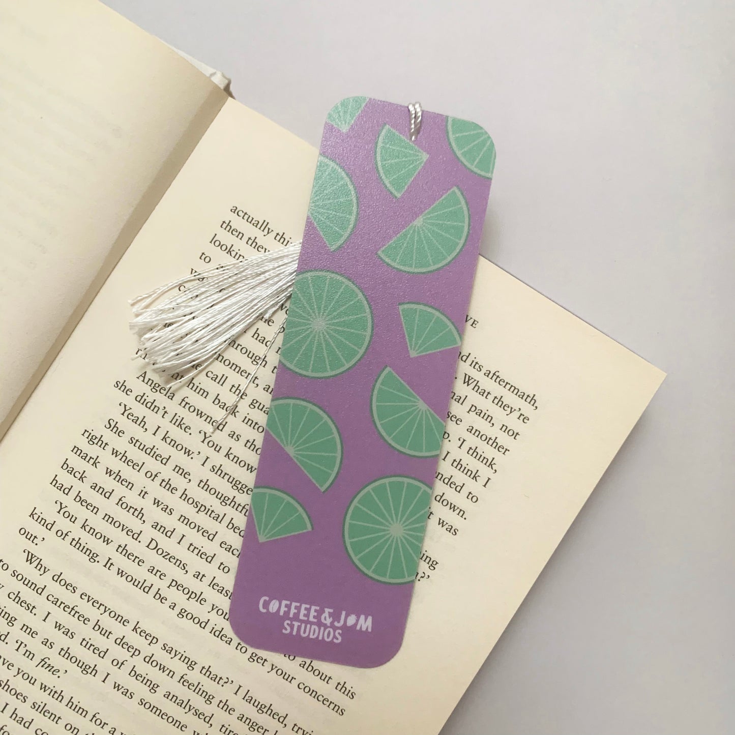 🍋 Lime Slices Recycled Bookmark with Tassel – Matte Finish