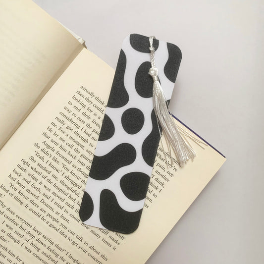 🐄 Cow Print Recycled Bookmark with Tassel – Matte Finish