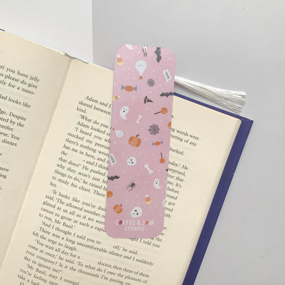 🕷 Pink Halloween Items Recycled Bookmark with Tassel – Matte Finish