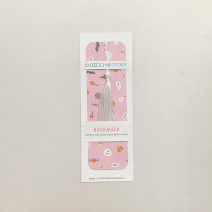 🕷 Pink Halloween Items Recycled Bookmark with Tassel – Matte Finish