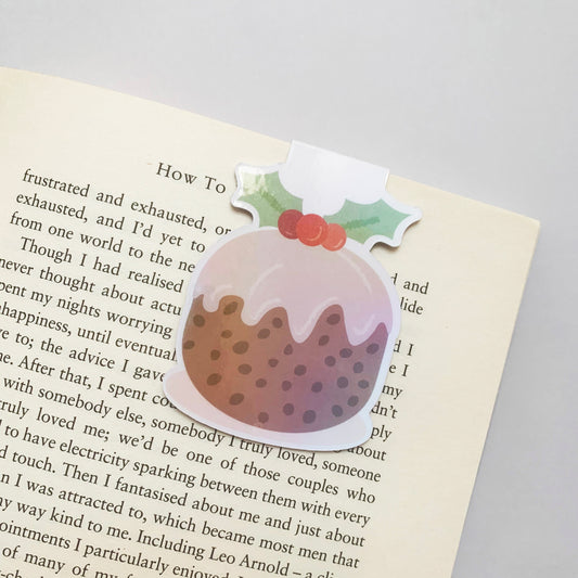 🎄🍮 Christmas Pudding & Pages – Recycled Magnetic Bookmark