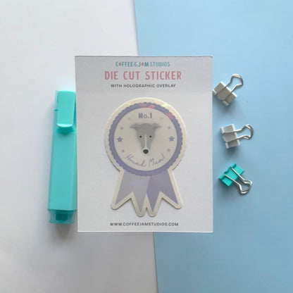 Seconds No.1 Hound Mum! Rosette – Greyhound / Whippet Dog Mum Gift Die Cut Sticker