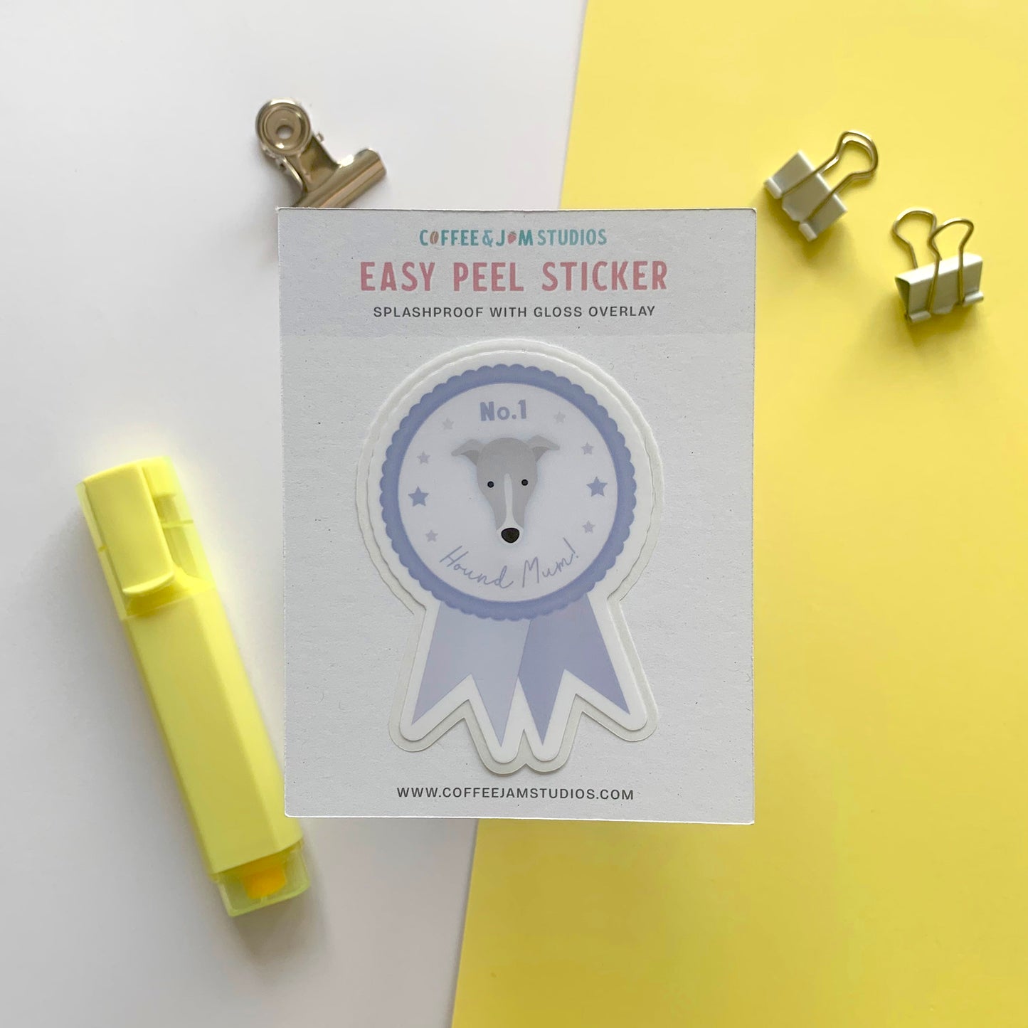 🐶 No.1 Hound Mum – Easy Peel Sticker with Gloss Overlay