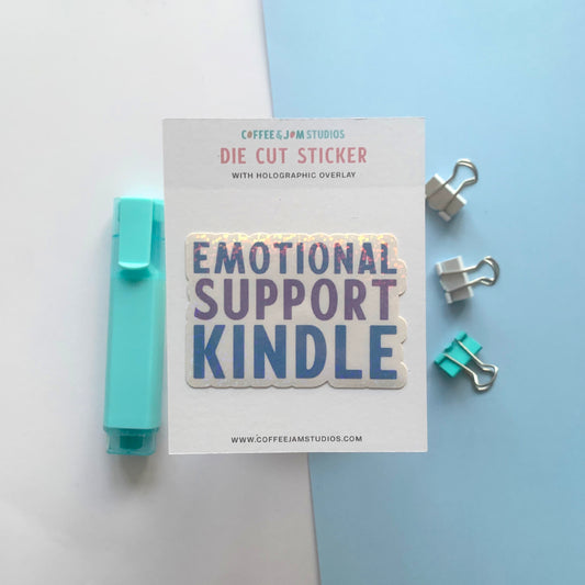 Seconds Emotional Support Kindle – Holographic Lettering Die Cut Sticker