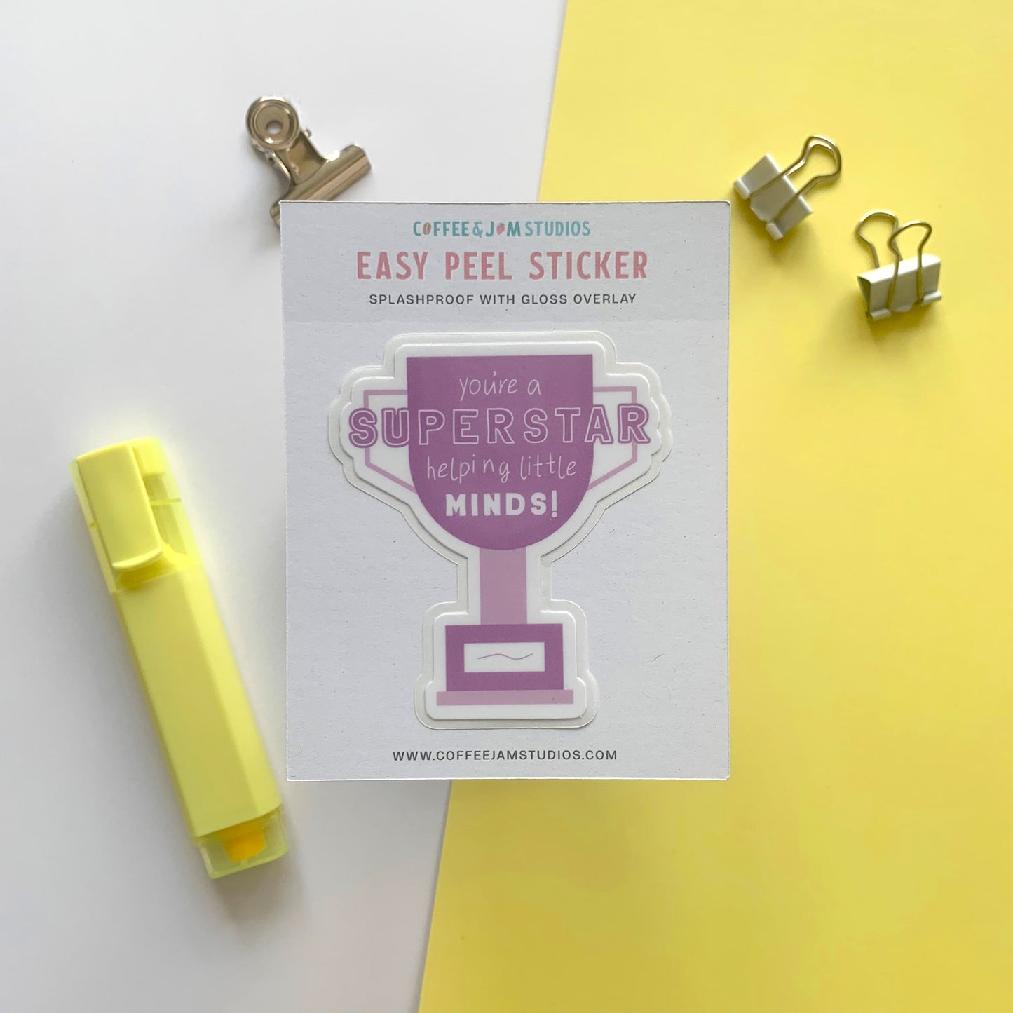 🏆 Helping Little Minds – Easy Peel Sticker with Gloss Overlay