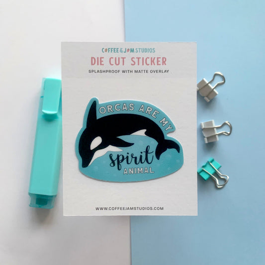 Seconds Orcas Are My Spirit Animal – Die Cut Sticker