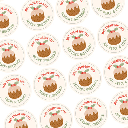 Sticker Sheet for Teacher / Teaching Assistant with Christmas Pudding Digital