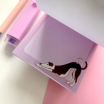 🐾 Black & White Greyhound – Recycled A6 Notepad