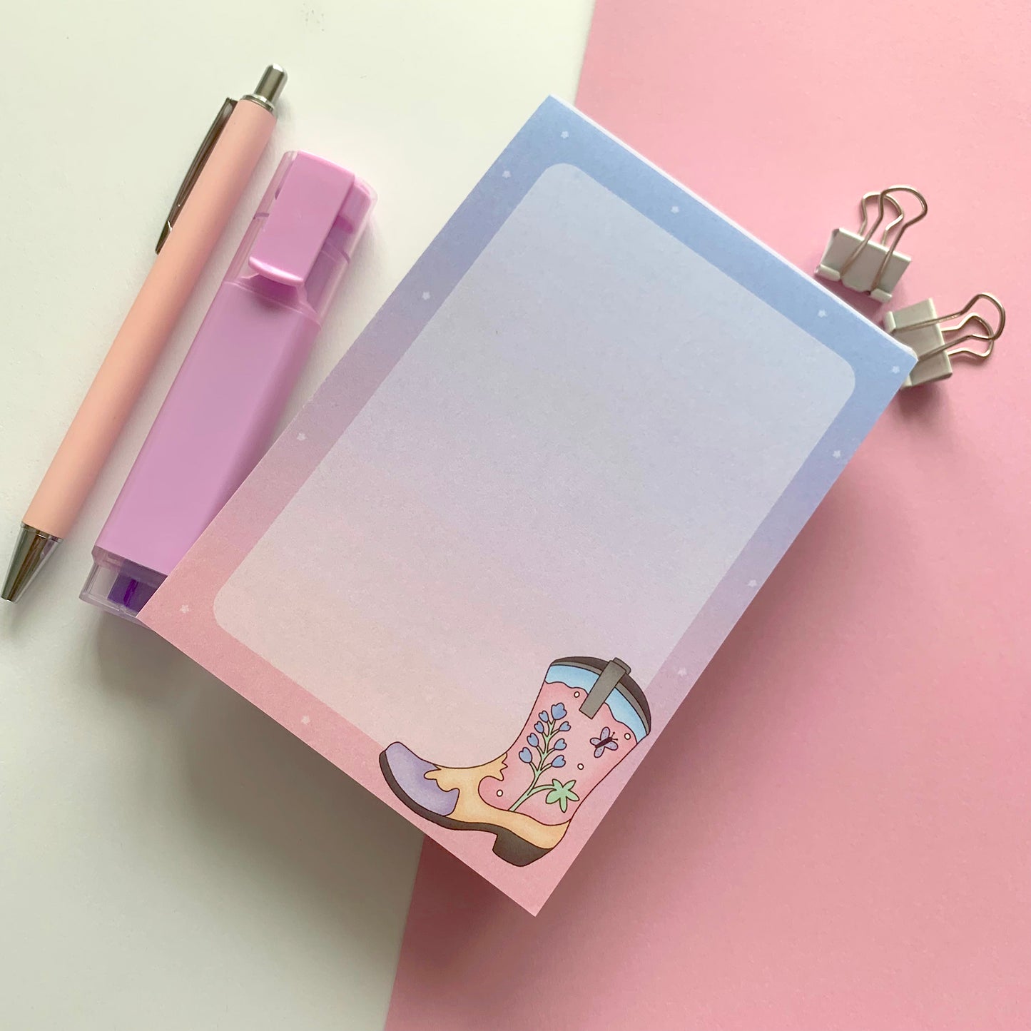 👢 Floral Cowboy Boot – Recycled A6 Notepad