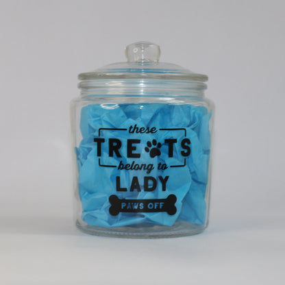🍖 Personalised Dog or Cat Treat Food Glass Storage Jar with Airtight Lid | Great Gift for Dog Parent | 'These Treats Belong to' Jar