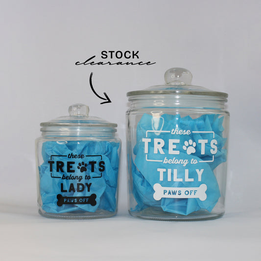 🍖 Personalised Dog or Cat Treat Food Glass Storage Jar with Airtight Lid | Great Gift for Dog Parent | 'These Treats Belong to' Jar