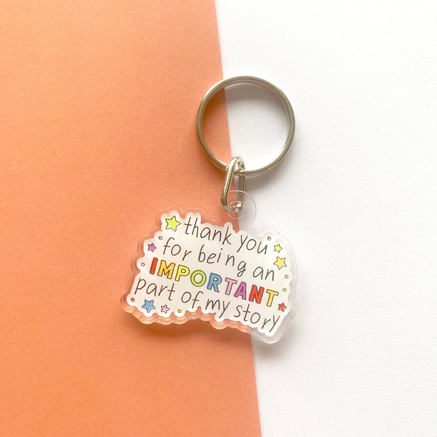 ✨ Important Part Story – Recycled Acrylic Keyring