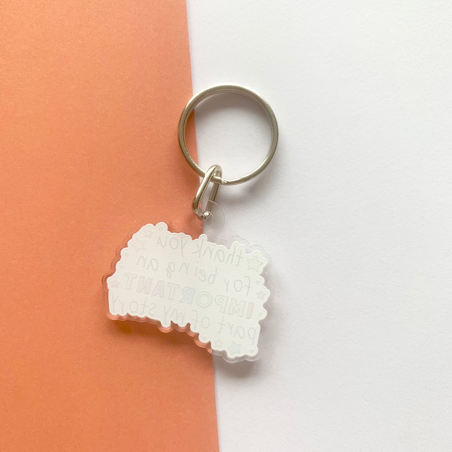 ✨ Important Part Story – Recycled Acrylic Keyring