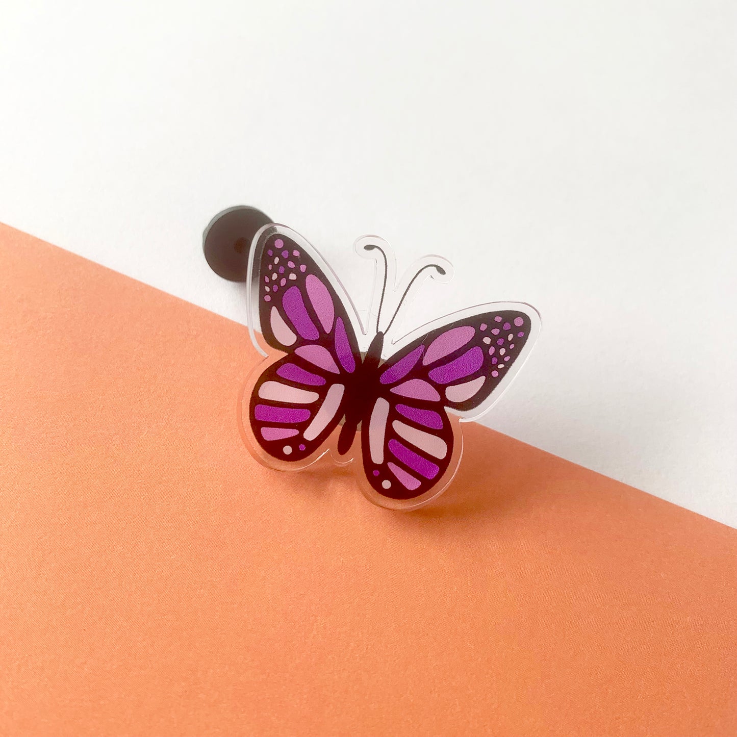 🦋 Gothic Purple Butterfly – Recycled Acrylic Pin Badge