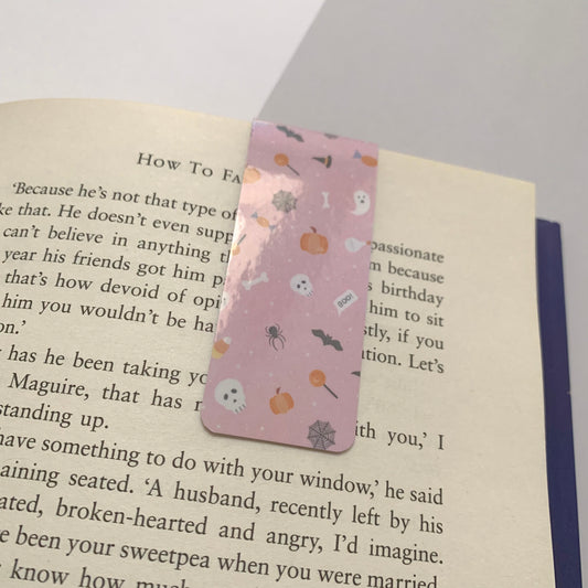 🎃 Pink Halloween - Mini Recycled Magnetic Bookmark