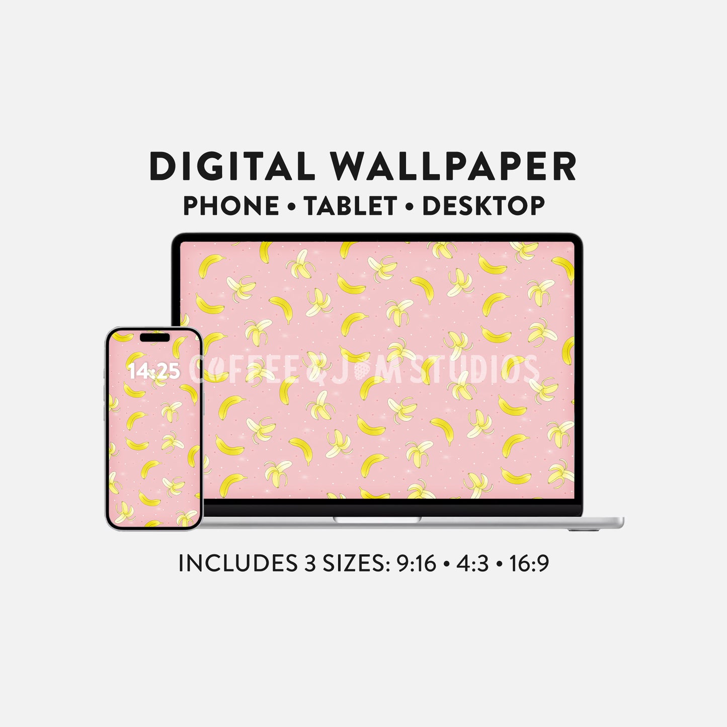 🍌 Pink Banana Wallpaper Set – Phone, Tablet & Desktop Backgrounds